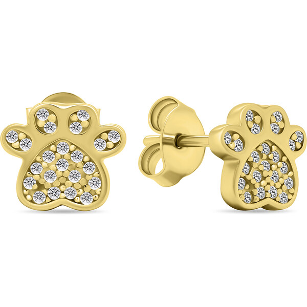 Brilio Silver Hravé pozlátené náušnice s čírymi zirkónmi Tlapičky 66614579