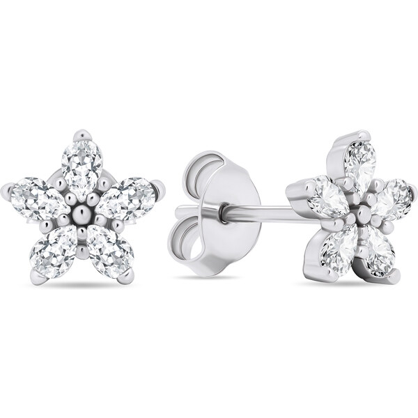 Brilio Silver Trblietavé strieborné náušnice s čírymi zirkónmi Kytičky 66593816