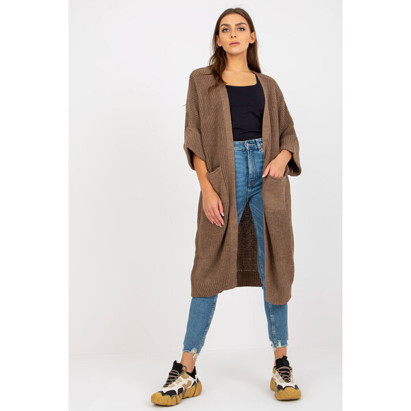 Glara Dlhý pletený kardigan s vlnou 36343346