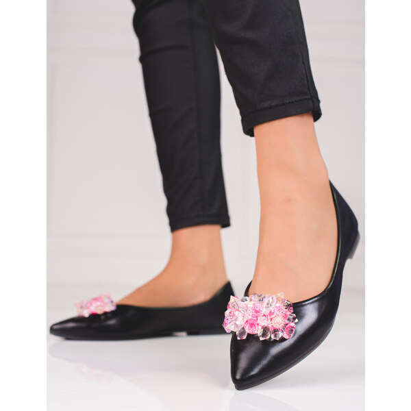 Goodin Dámske čierne baleríny s kryštálikmi GD-FL834B 36348397