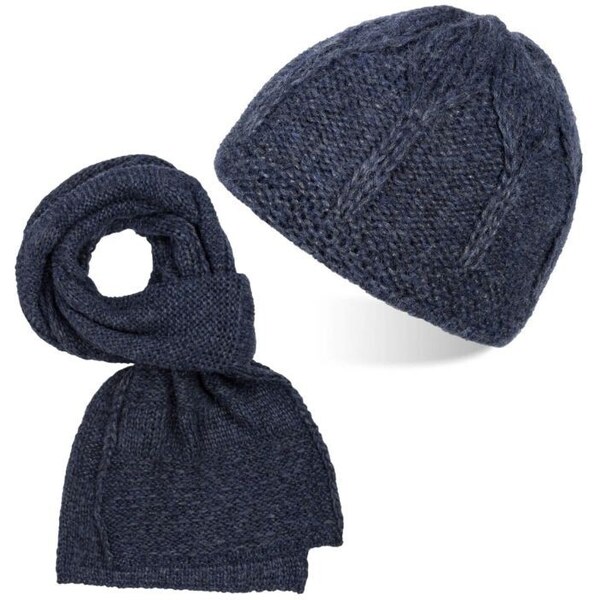 Paolo Peruzzi Dámska súprava čiapka + šál ZZ-09-DB | tmavomodrá ZZ-09 36365368
