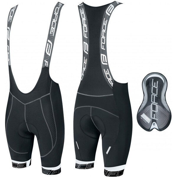 FORCE kraťasy FAME s trakmi a vložkou, čierno-biele 41549160