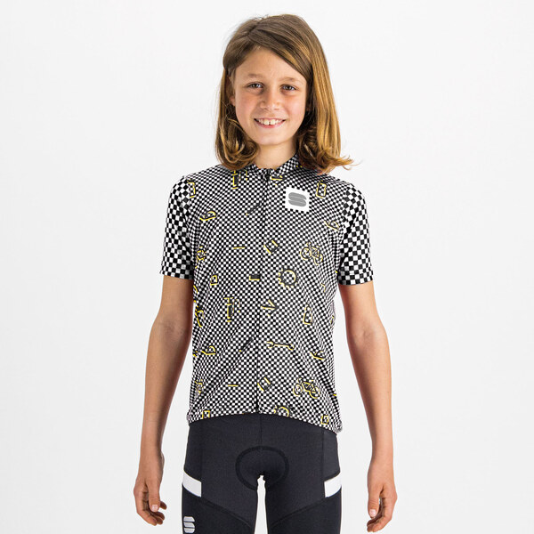 Sportful Checkmate Detský dres čierny/biely/žltý 58444236