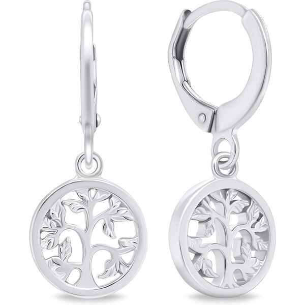 Brilio Silver Strieborné kruhové náušnice Strom života EA648W 66596201