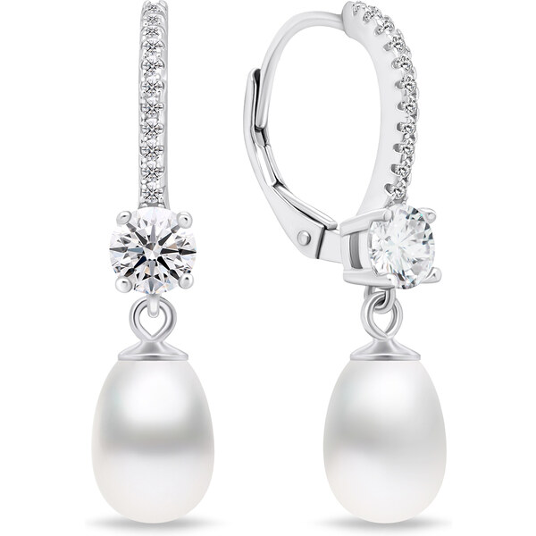 Brilio Silver Elegantné strieborné náušnice s perlami EA634W 66586692