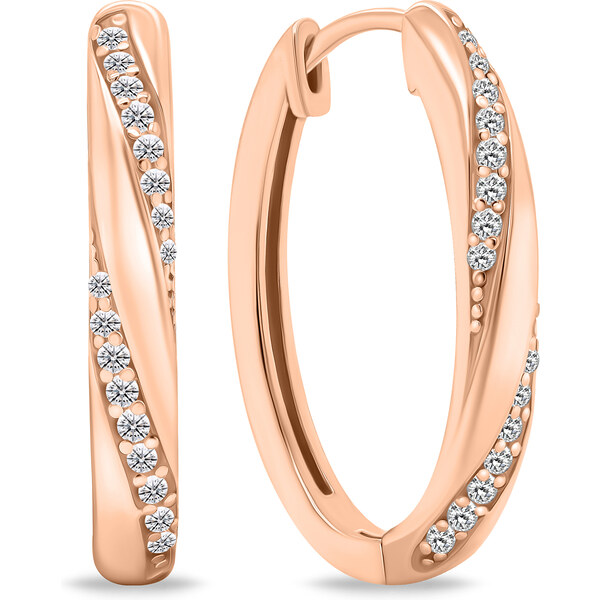 Brilio Silver Slušivé bronzové oválne náušnice s čírymi zirkónmi 66583818