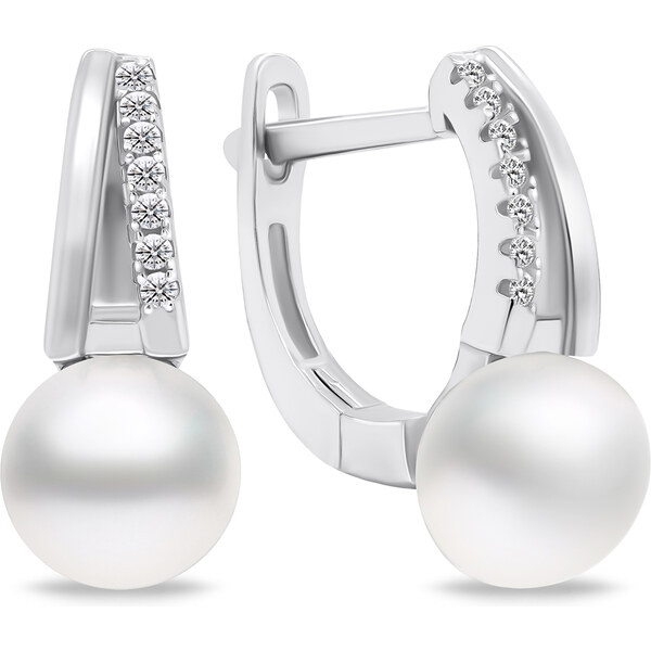 Brilio Silver Jedinečné strieborné náušnice s perlami a zirkónmi 66588671