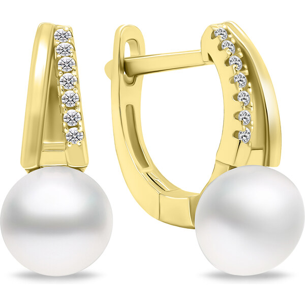 Brilio Silver Jedinečné pozlátené náušnice s perlami a zirkónmi EA675Y 66586286