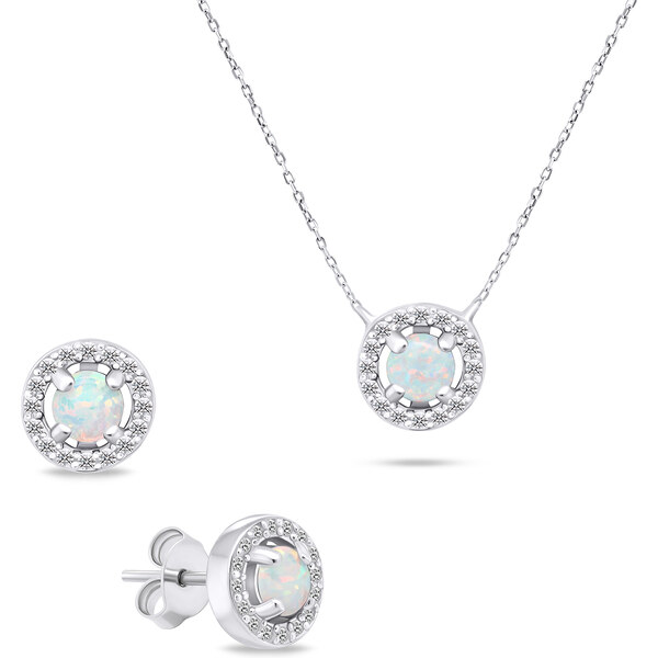 Brilio Silver Strieborný set šperkov so syntetickými opálmi SET225W 66582563