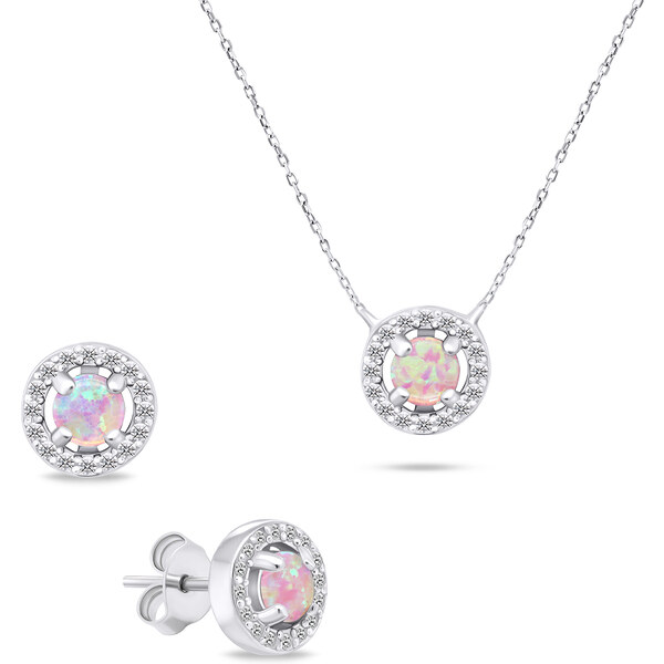 Brilio Silver Strieborný set šperkov so syntetickými opálmi SET225WP 66591179