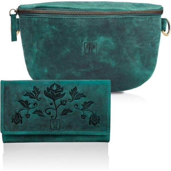 Paolo Peruzzi Dámsky set ľadvinka + peňaženka ZUP-56-GR | zelená ZUP 36411687