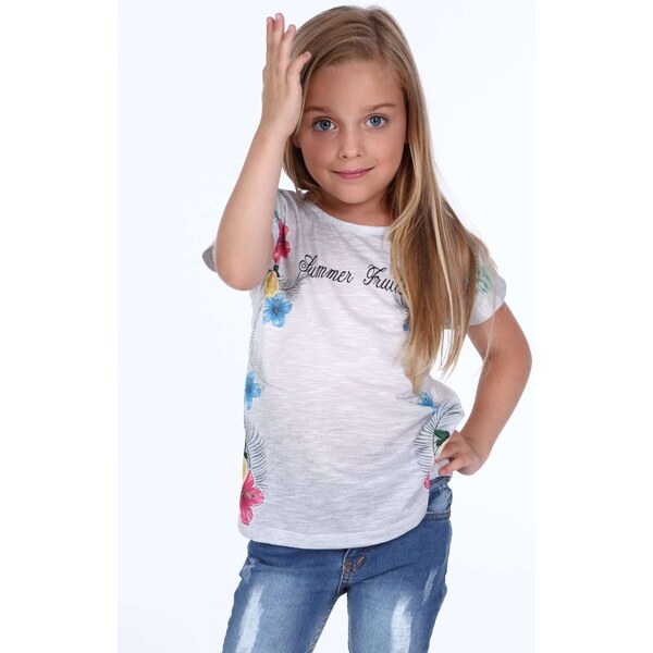 FASARDI Blouse with a printed pattern in light grey 50508447