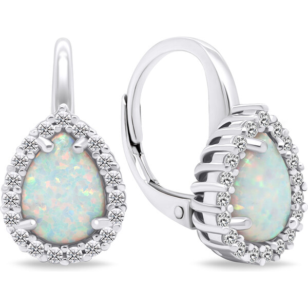 Brilio Silver Pôvabné strieborné náušnice so syntetickými opálmi 66595884