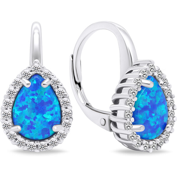 Brilio Silver Pôvabné strieborné náušnice so syntetickými opálmi 66588906