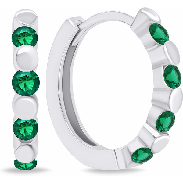 Brilio Silver Štýlové strieborné kruhy so zelenými zirkónmi EA676WG 66589470