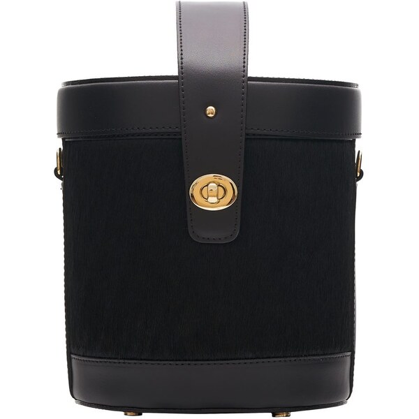 Glamorous by GLAM Dámska kožená kabelka so srsťou - čierna 36414519