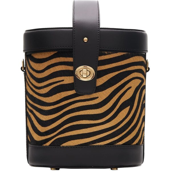 Glamorous by GLAM Dámska kožená kabelka so srsťou - hnedá zebra 36414521