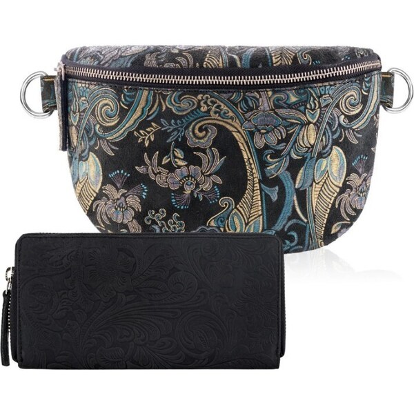 Paolo Peruzzi Dámska súprava ľadvinka + peňaženka ZUP-62 | čierna ZUP 47295185