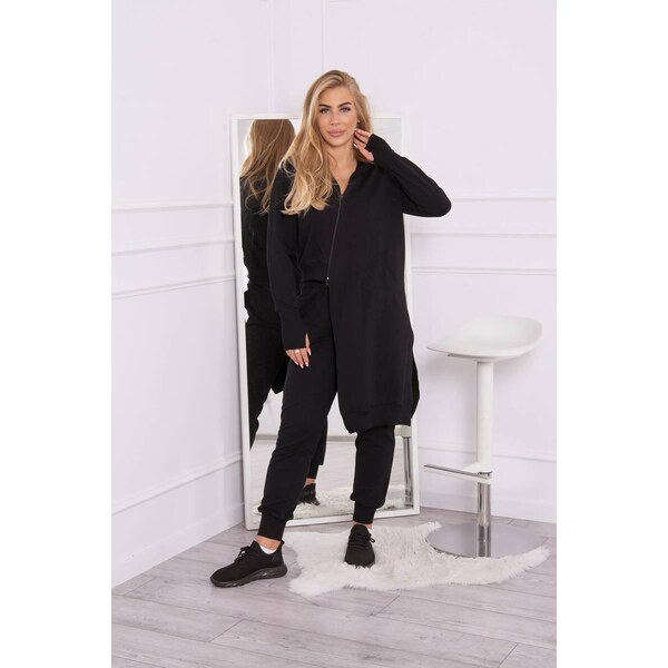 MladaModa Tepláková súprava s asymetrickou mikinou model 9365 čierna 36430891