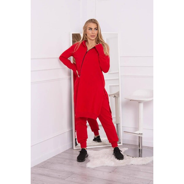 MladaModa Tepláková súprava s asymetrickou mikinou model 9365 červená 36430892