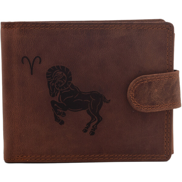 Pánska kožená peňaženka MERCUCIO svetlohnedá vzor 35 znamenie baran 36435897