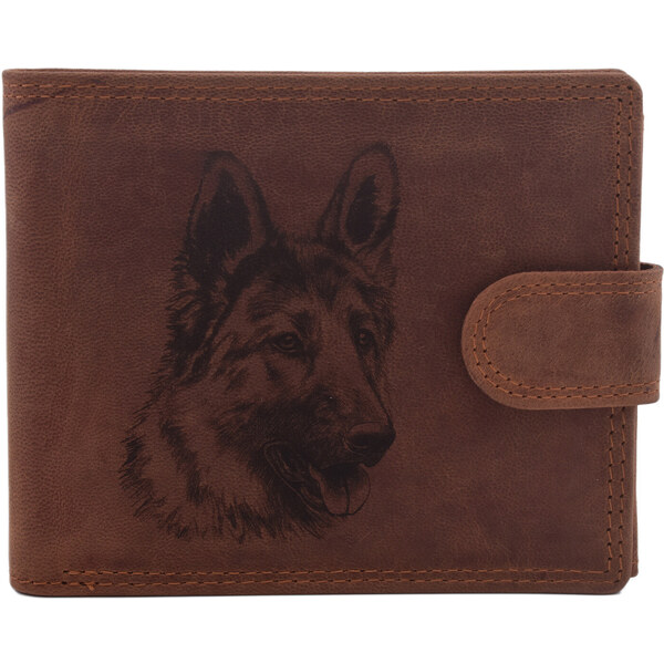 Pánska kožená peňaženka MERCUCIO svetlohnedá vzor 34 vlčiak hlava 36435896