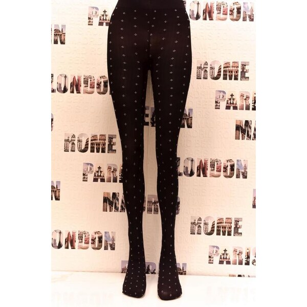 AURA.VIA Vzorované čierne pančuchy OPAQUE TIGHT 36442750