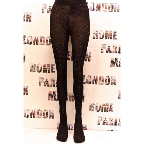 AURA.VIA Bodkované čierne pančuchy OPAQUE TIGHT 36442751