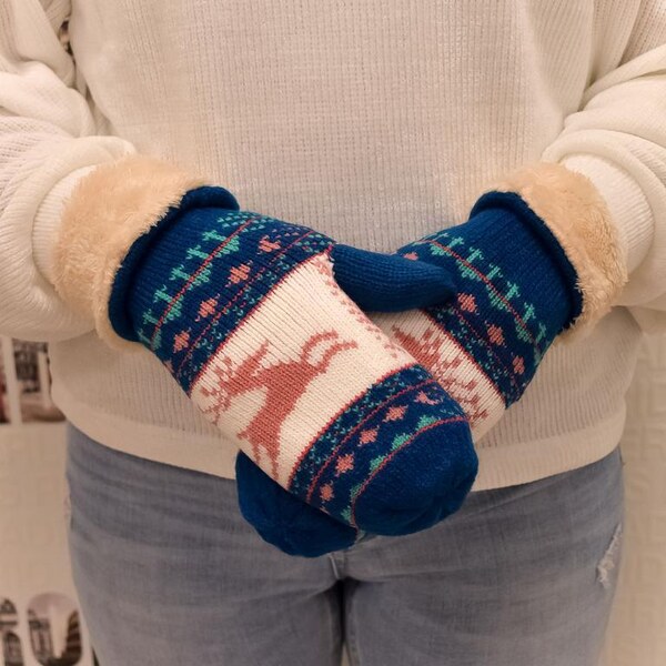 JOHN-C Modré rukavice DEER 36442752