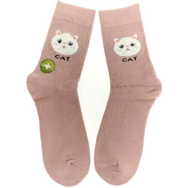 AURA.VIA Ružové ponožky BAMBOO CAT 36442985
