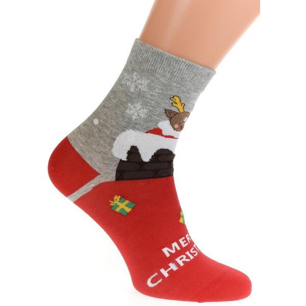 AURA.VIA Červeno-sivé ponožky VIANOCE 50892184