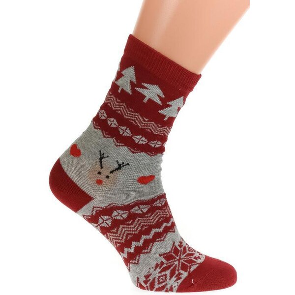 AURA.VIA Červeno-sivé ponožky VIANOCE 36443078