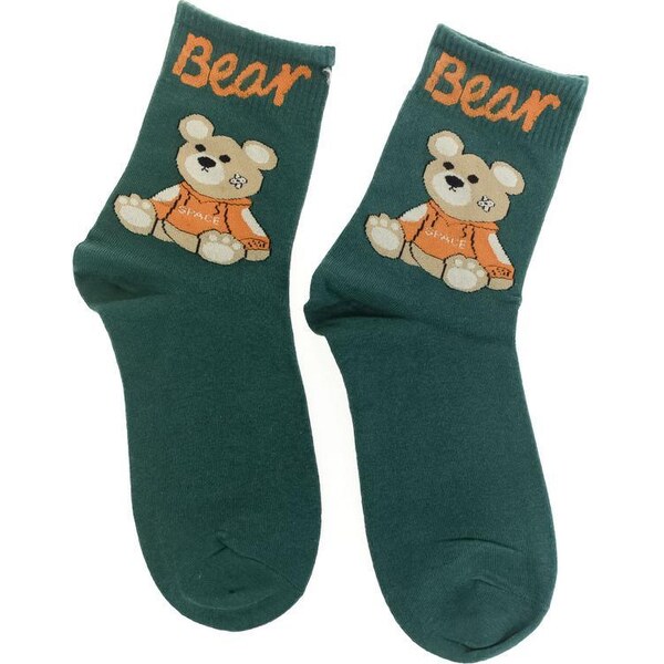 AURA.VIA Tmavozelené ponožky BEAR 36443091