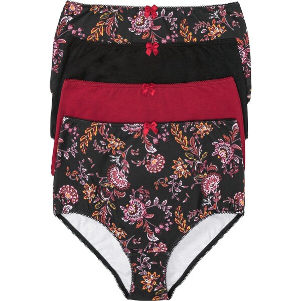 bonprix Vysoké nohavičky (4 ks), s bavlnou, farba čierna 47347464