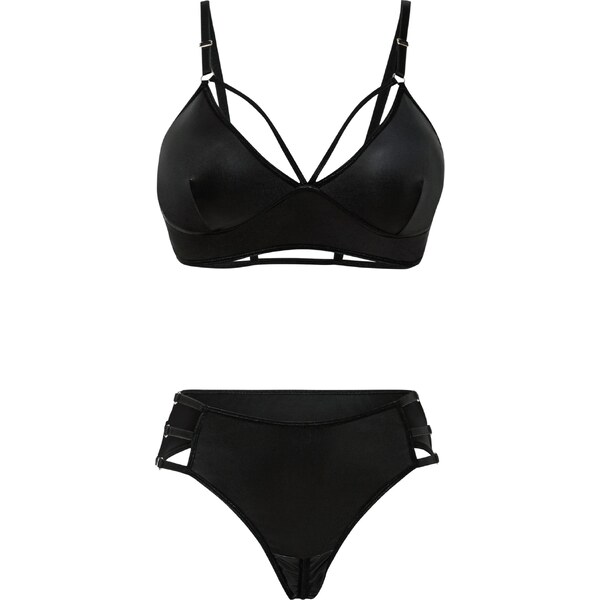 bonprix Podprsenka a stringové nohavičky ouvert s mokrým vzhľadom (2 46395834