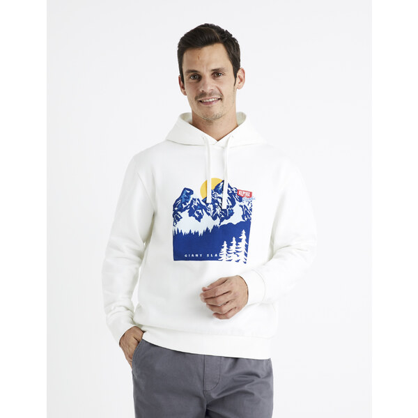 Biela pánska mikina s kapucňou Celio Ceslalom 50495859