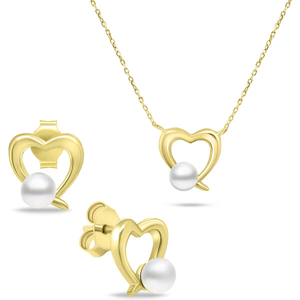 Brilio Silver Pozlátený set šperkov Srdce s pravými perlami SET234Y 66594213