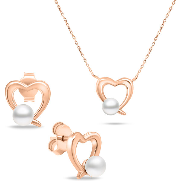 Brilio Silver Set pozlátených šperkov Srdce s pravými perlami SET234R 66587255
