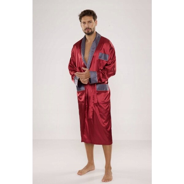 Pánsky saténový župan De Lafense 940 bordo 52919654