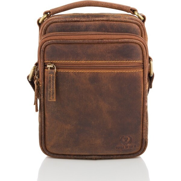 PAOLO PERUZZI Kožená taška cez rameno T-22-HBR | hnedá T-22-HBR 36538867