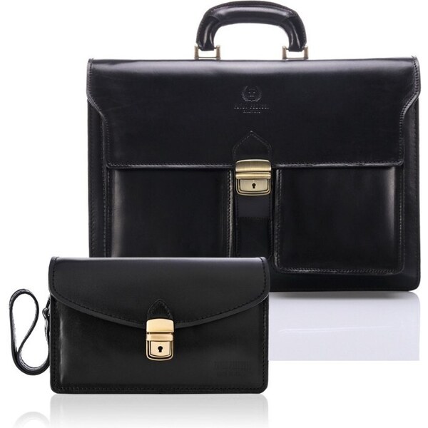 PAOLO PERUZZI Pánska súprava aktovka + etue ZUP-58-BL | čierna ZUP-58 36529180