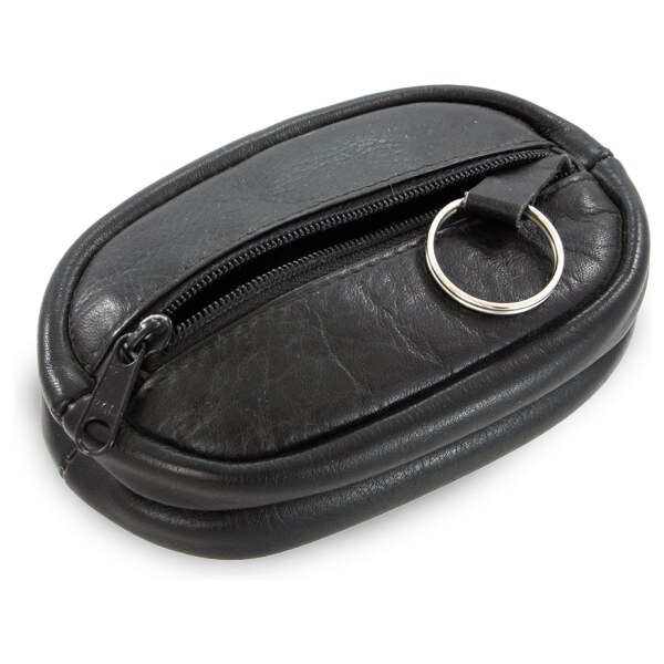 Arwel Čierna kožená kľúčenka s dvoma veľkými zipsovými vreckami 619 36559627