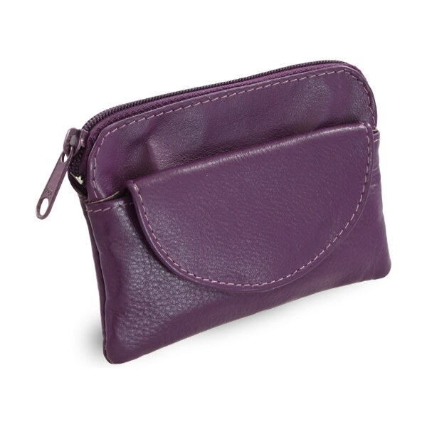 Arwel Fialová kožená kľúčenka so zipsovým a poklopovým vreckom 619 36559715