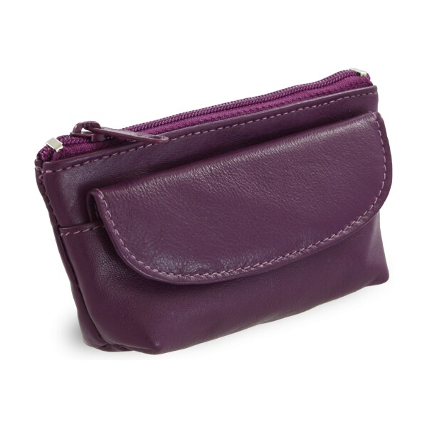 Arwel Fialová kožená kľúčenka so zipsovým a poklopovým vreckom 619 36559724