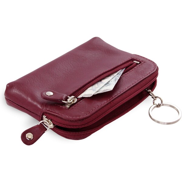 Arwel Väčšia burgundy kožená dvojzipsová kľúčenka 619-8104-34 36559842