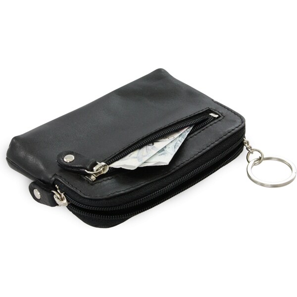 Arwel Väčšia čierna kožená dvojzipsová kľúčenka 619-8104-60 36559843