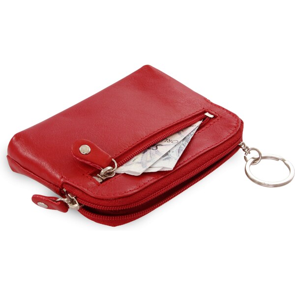 Arwel Väčšia červená kožená dvojzipsová kľúčenka 619-8104-31 36559844