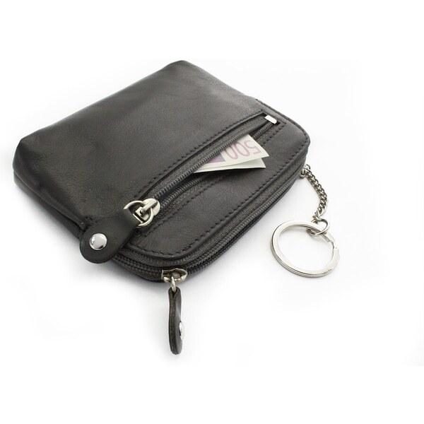 Arwel Väčšia šedá kožená dvojzipsová kľúčenka 619-8104-66 36560000