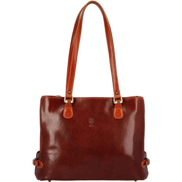 Dámska kožená kabelka na rameno hnedá/koňaková - Delami Vera Pelle 47972783