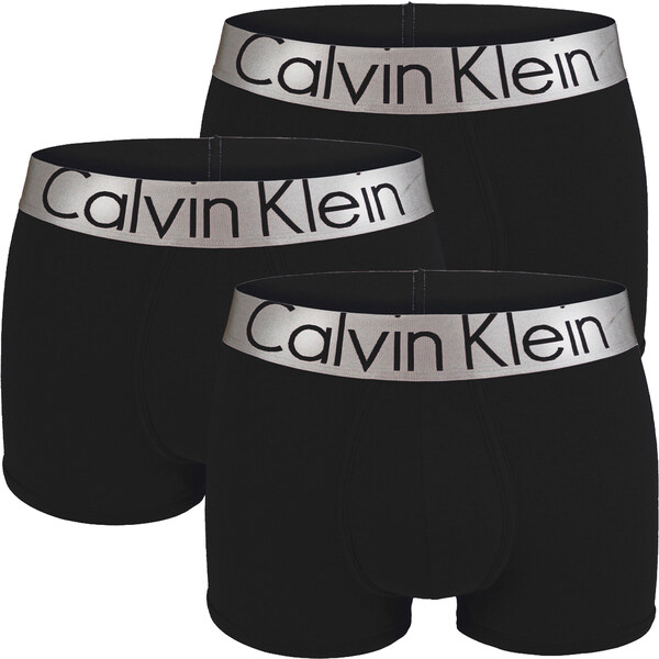 CALVIN KLEIN - boxerky 3PACK steel cotton black color combo - 36580643